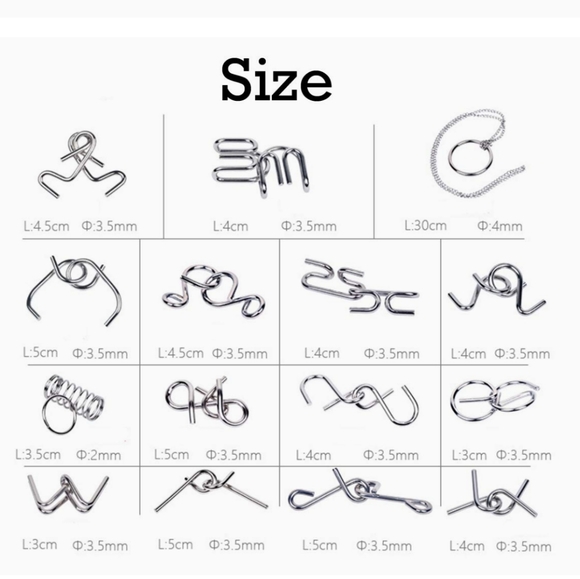 LOOBANI 30 ASSORTED BRAIN TEASERS METAL WIRE IQ PUZZLES - Picture 4 of 12